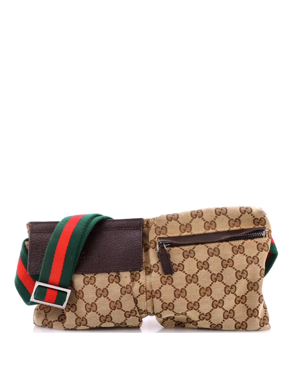 Pre-Owned Vintage Gg Canvas Double Belt Bag by Gucci