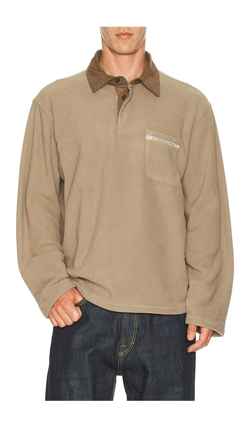 Ladder Polar Fleece Polo - Stone by Rhythm