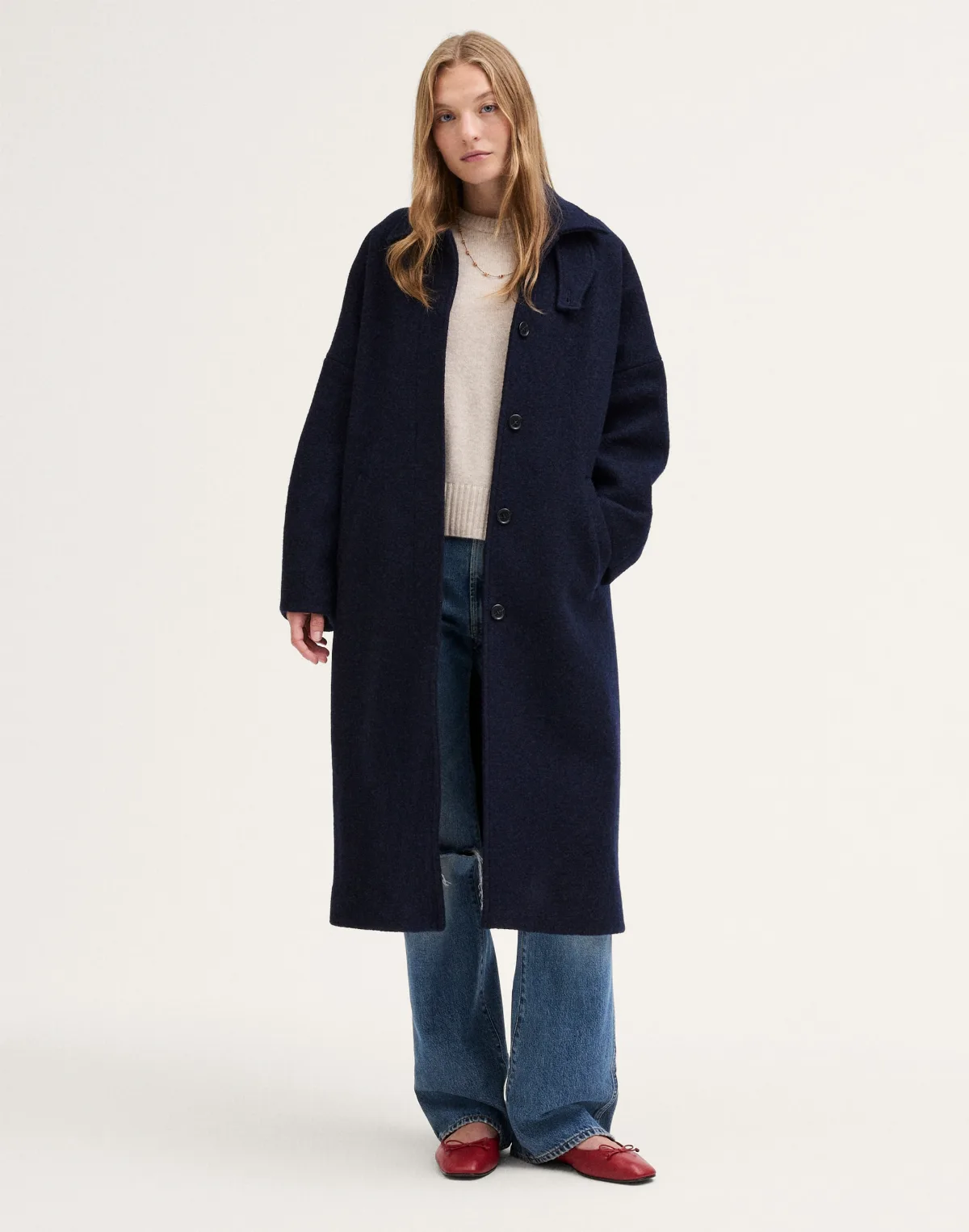 The Simone Cocoon Coat in Boiled Wool