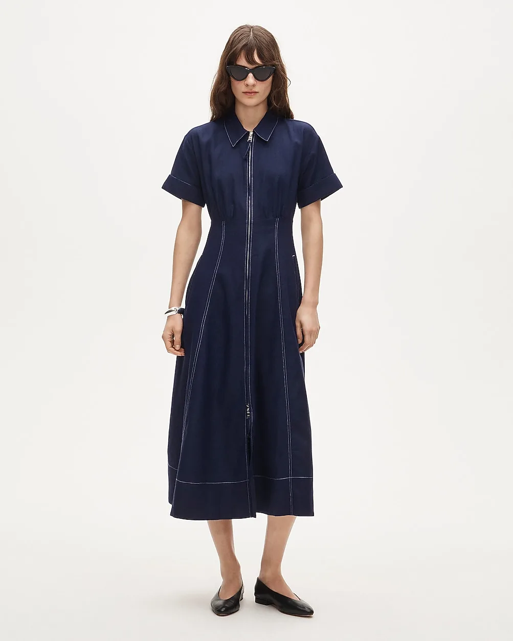 Zip-Up Shirt-Dress in Gramercy Linen Blend by J.Crew