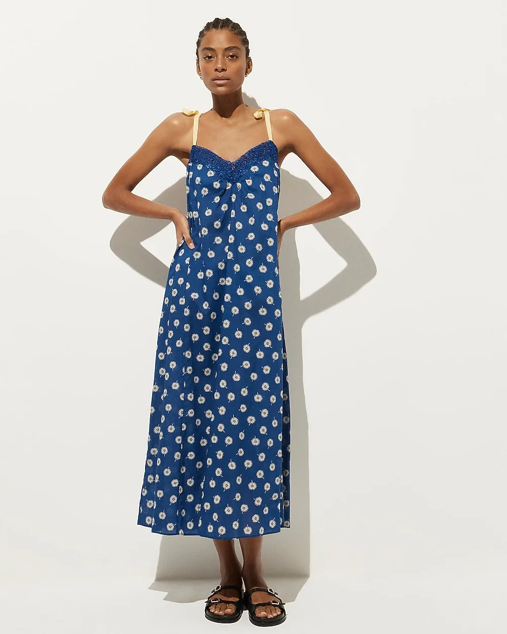 Cotton Voile Tie-Shoulder Maxi Dress in Daisy Print by J.Crew