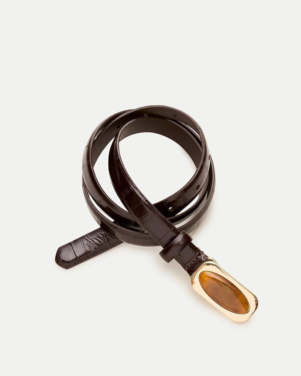 Embellished Thin Belt in Eel-Embossed Leather by J.Crew