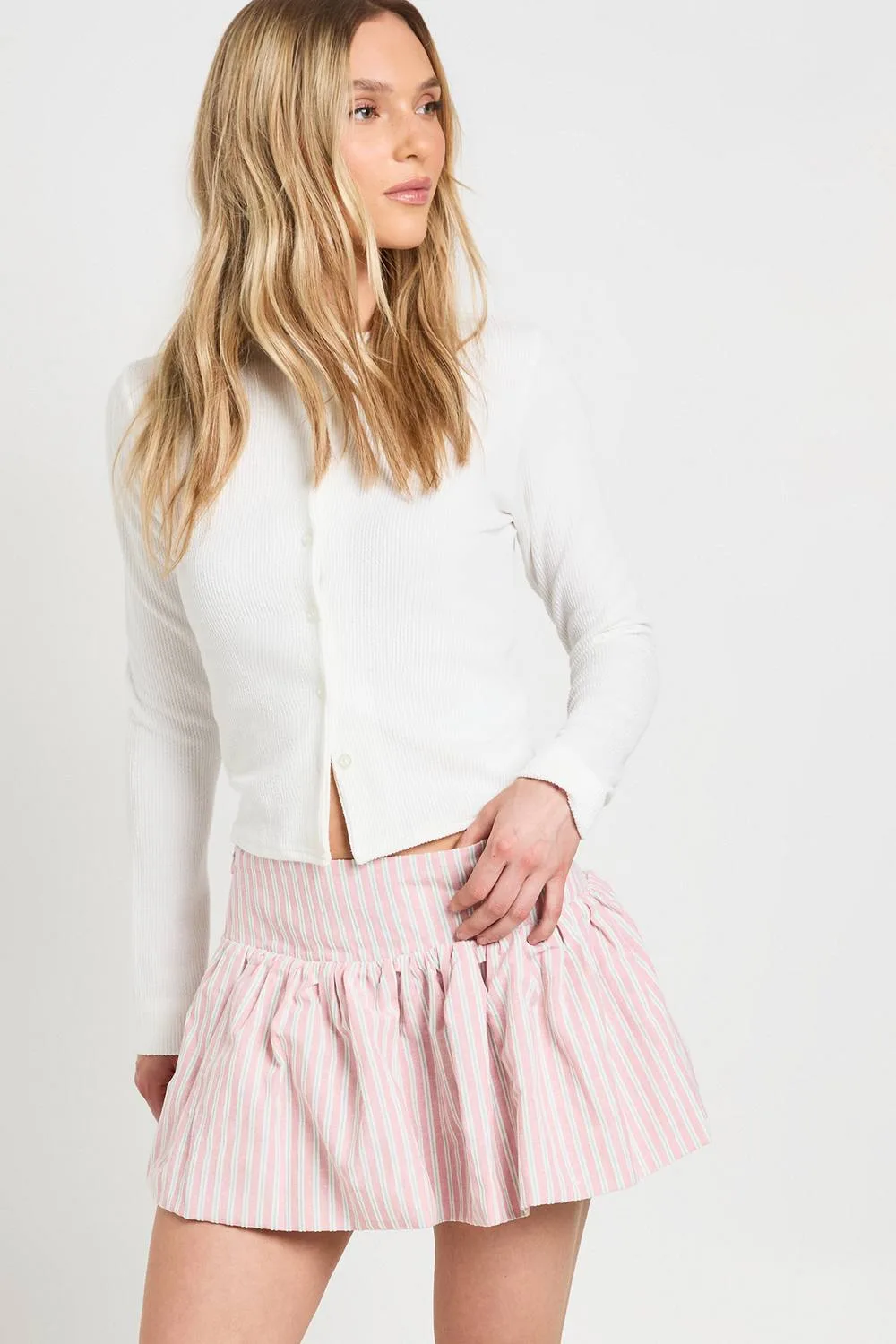 Stripe Flippy Mini Skirt by boohoo