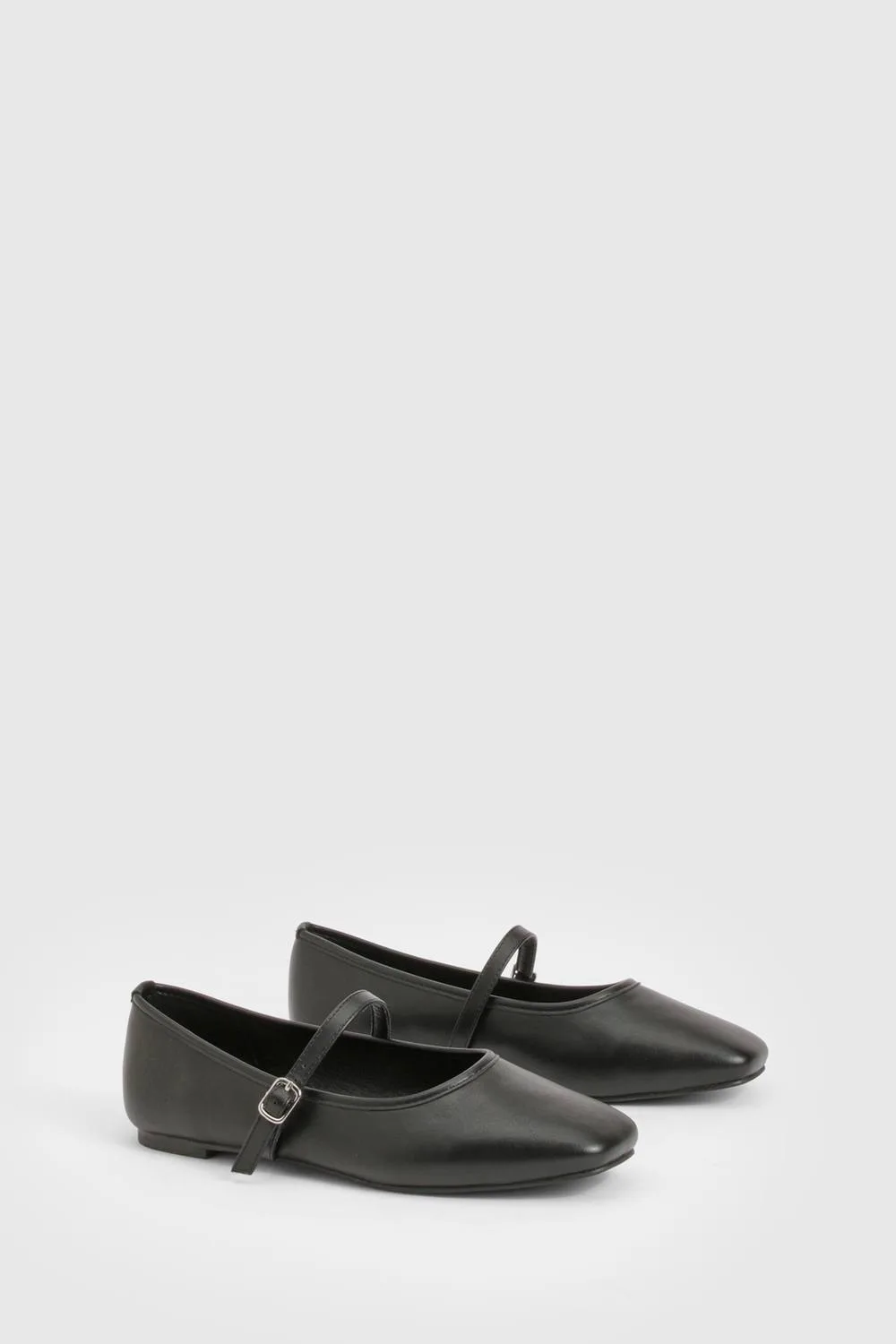 Wide Fit Square Toe Mary Jane Ballets Shoe by boohoo
