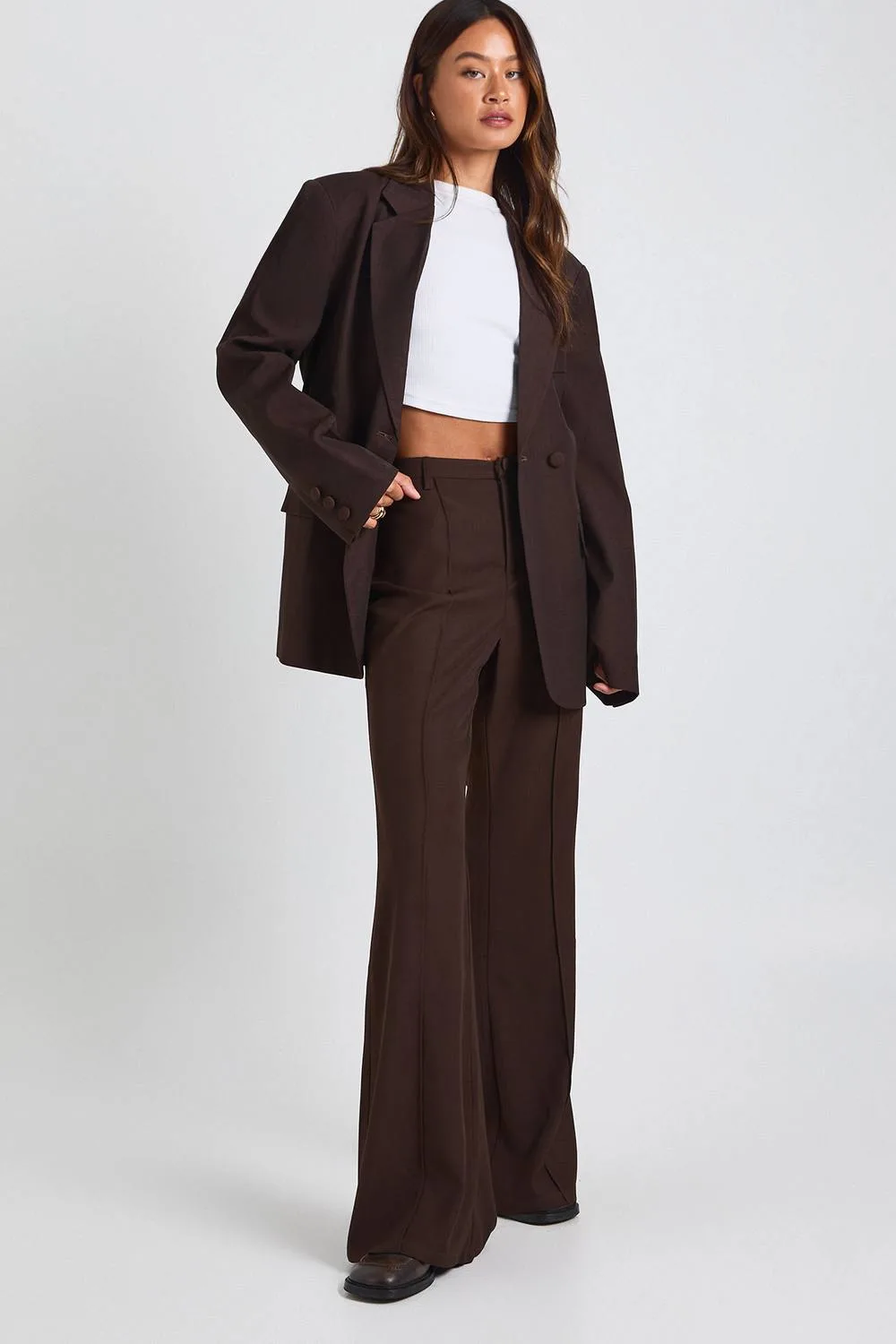 Tailored Slim Flare Trousers by boohoo