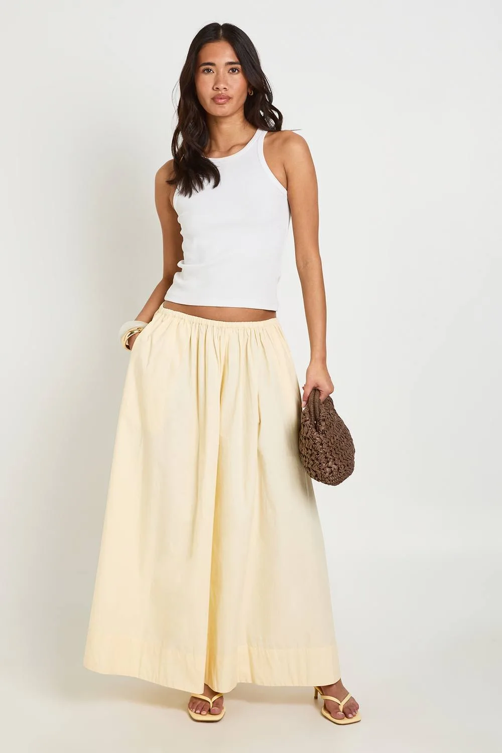 Poplin Volume Maxi Skirt by boohoo