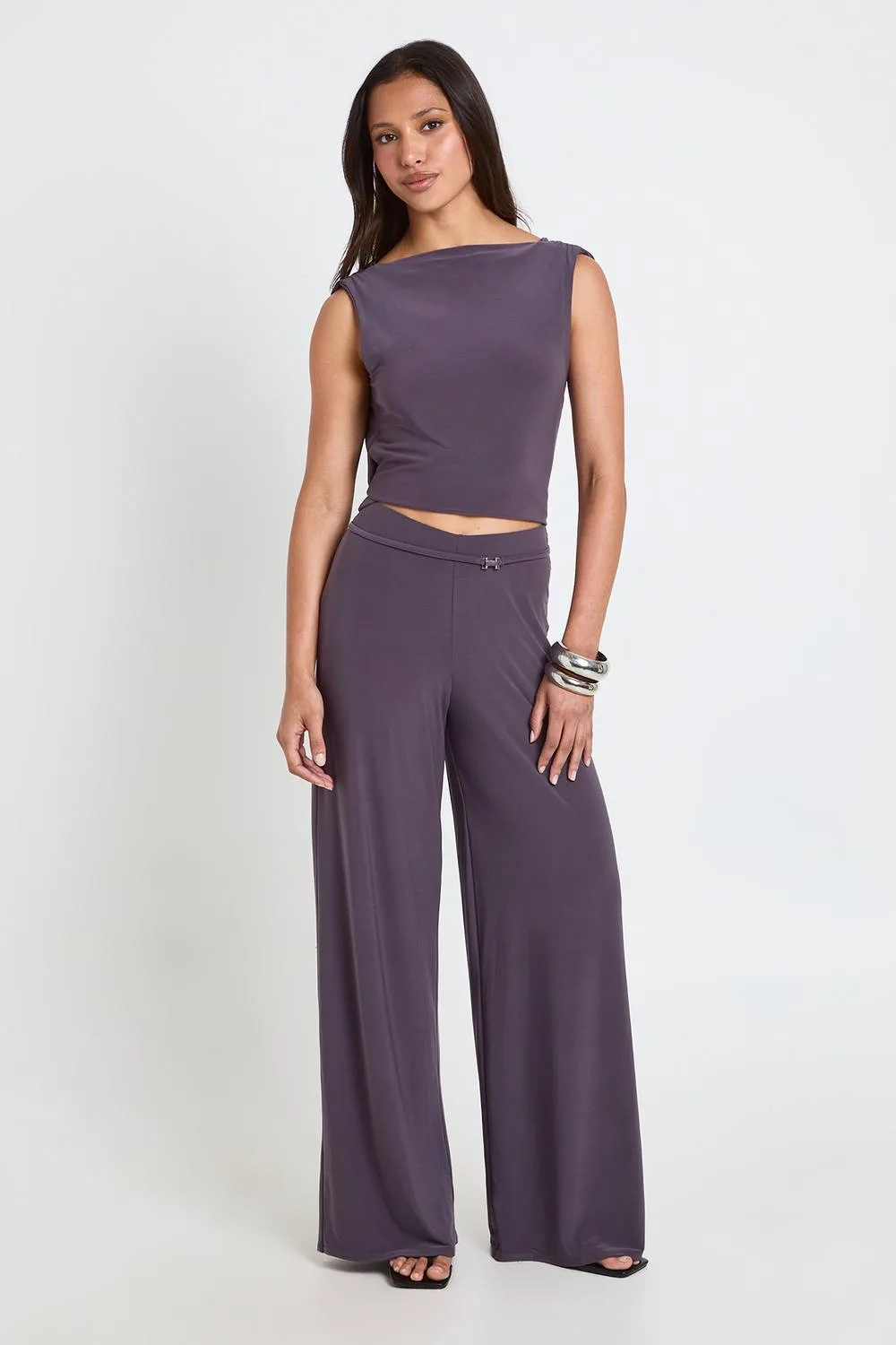 Cowl Back Crop Top with Trim by boohoo