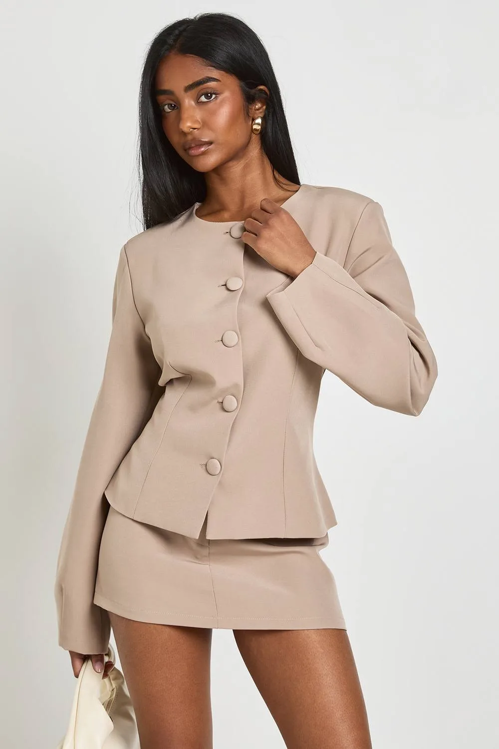 Cinched Waist Cocoon Sleeve Blazer