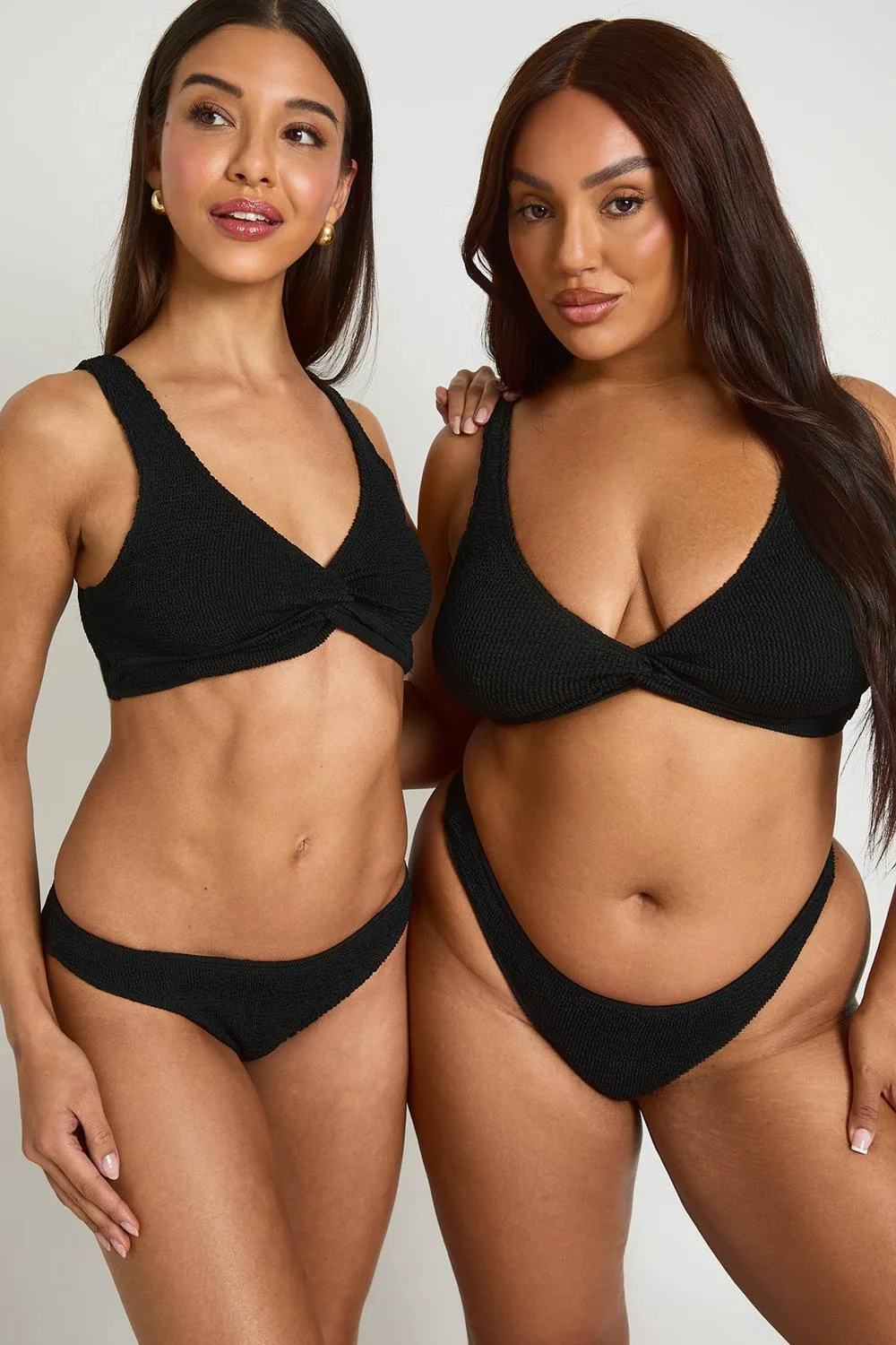 Crinkle Twist Front Bikini Top by boohoo