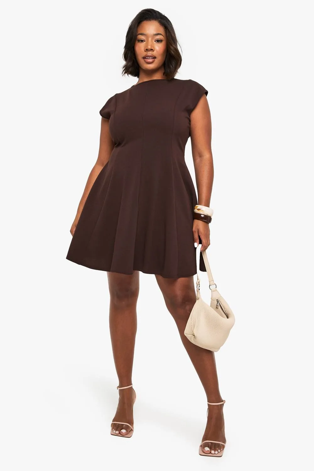 Panelled Volume Skater Dress by boohoo
