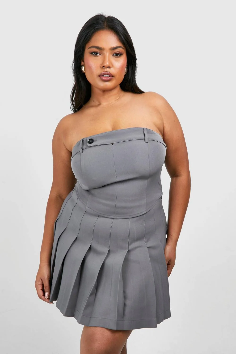 Button Detail Tailored Corset Top by boohoo
