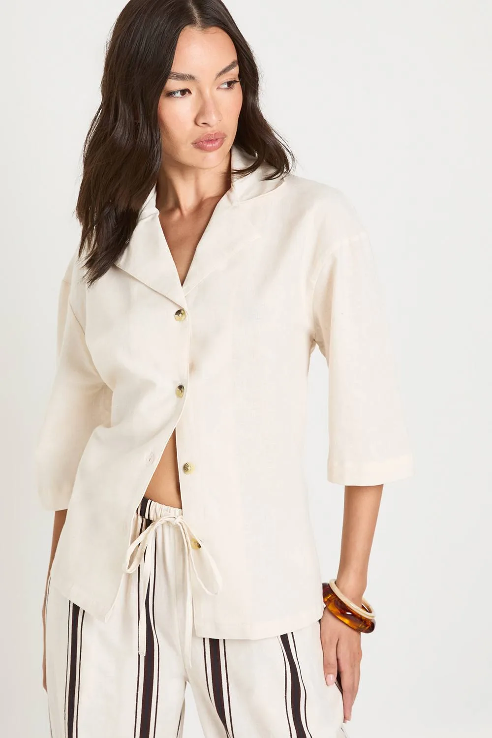 Linen Look Short Sleeve Shirt by boohoo