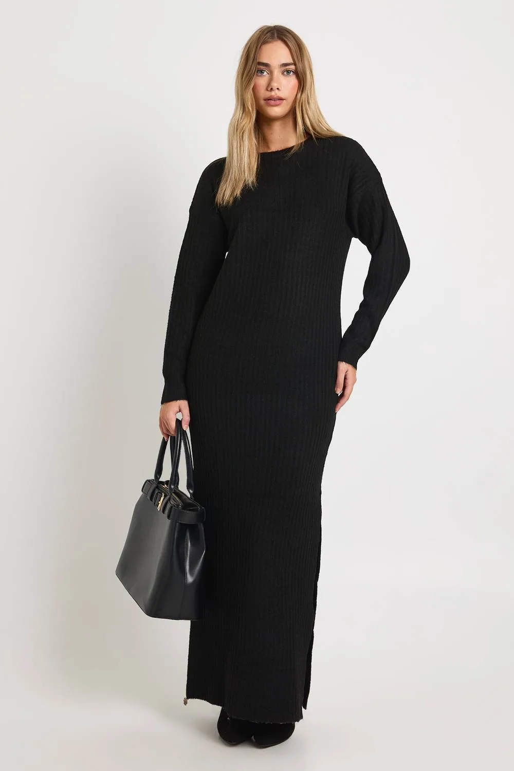Soft Rib Maxi Knitted Dress by boohoo