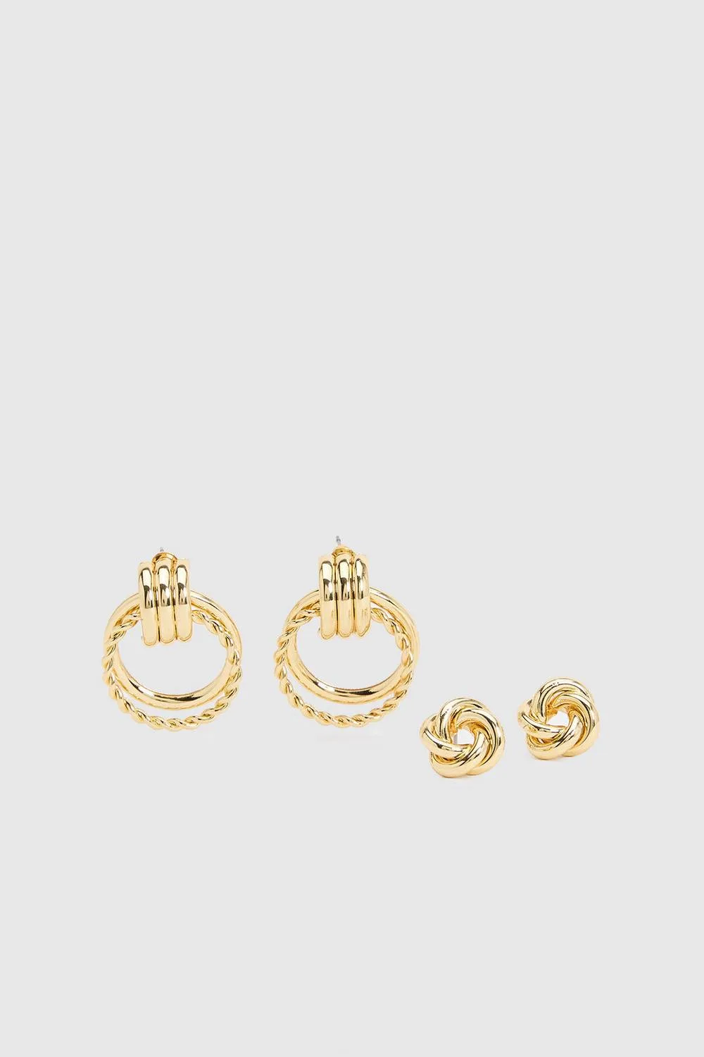 Door Knocker & Knot Stud Earrings 2 Pack by boohoo