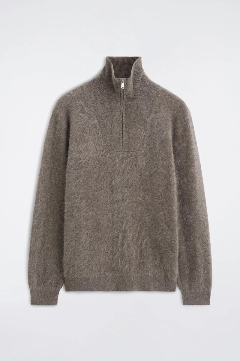 Brushed Pure Cashmere Zip-Up Sweater by COS