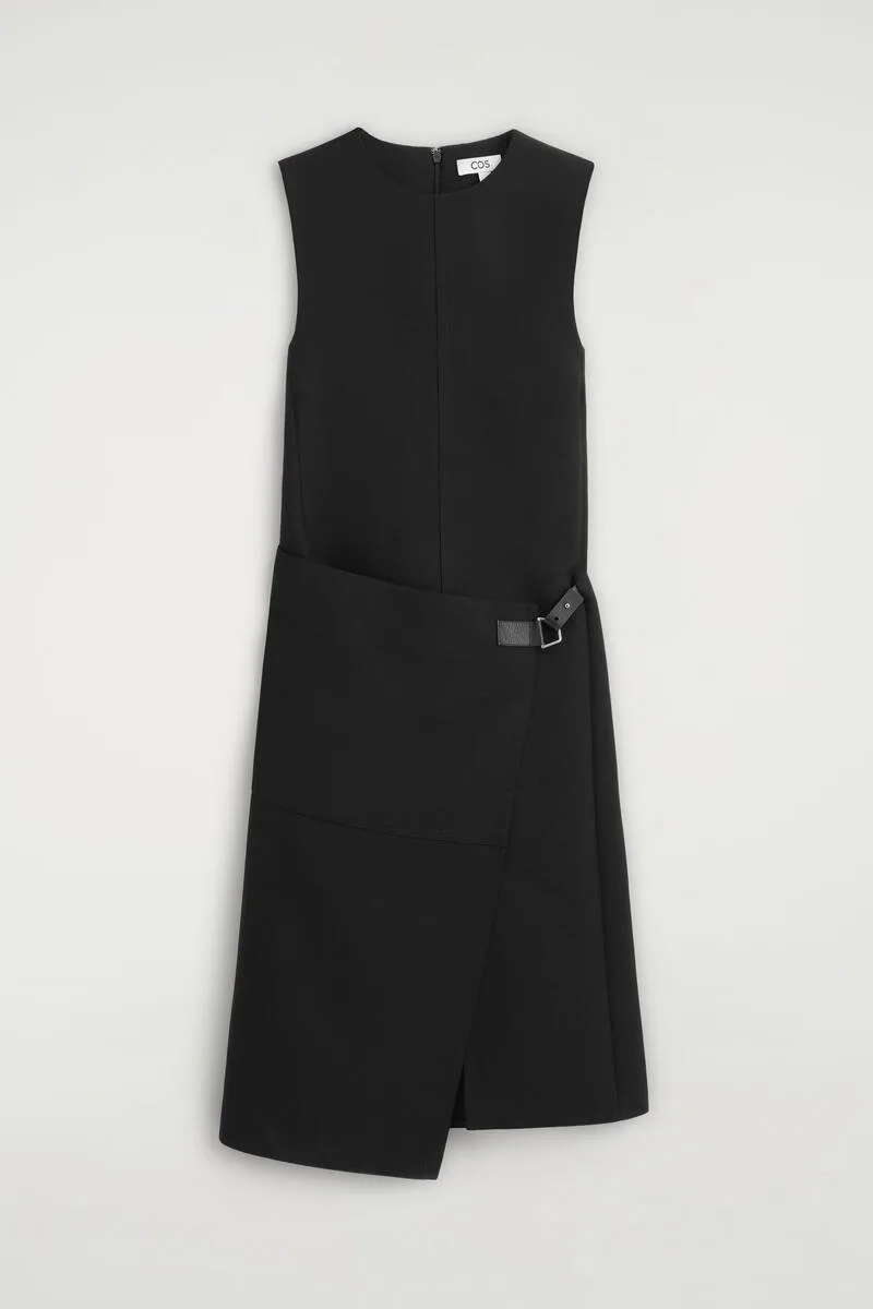 Belt-Detail Double-Faced Wool Midi Dress