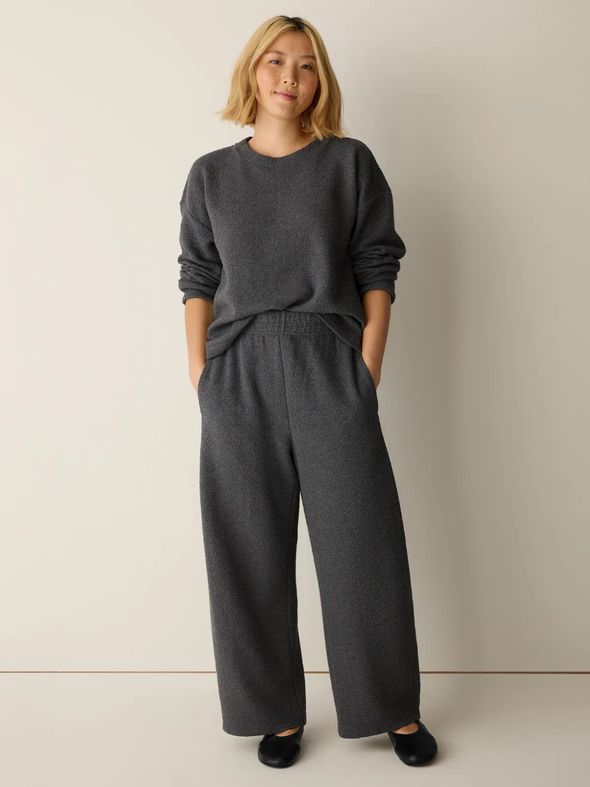 Organic Cotton Boucle Knit Barrel Pant by EILEEN FISHER