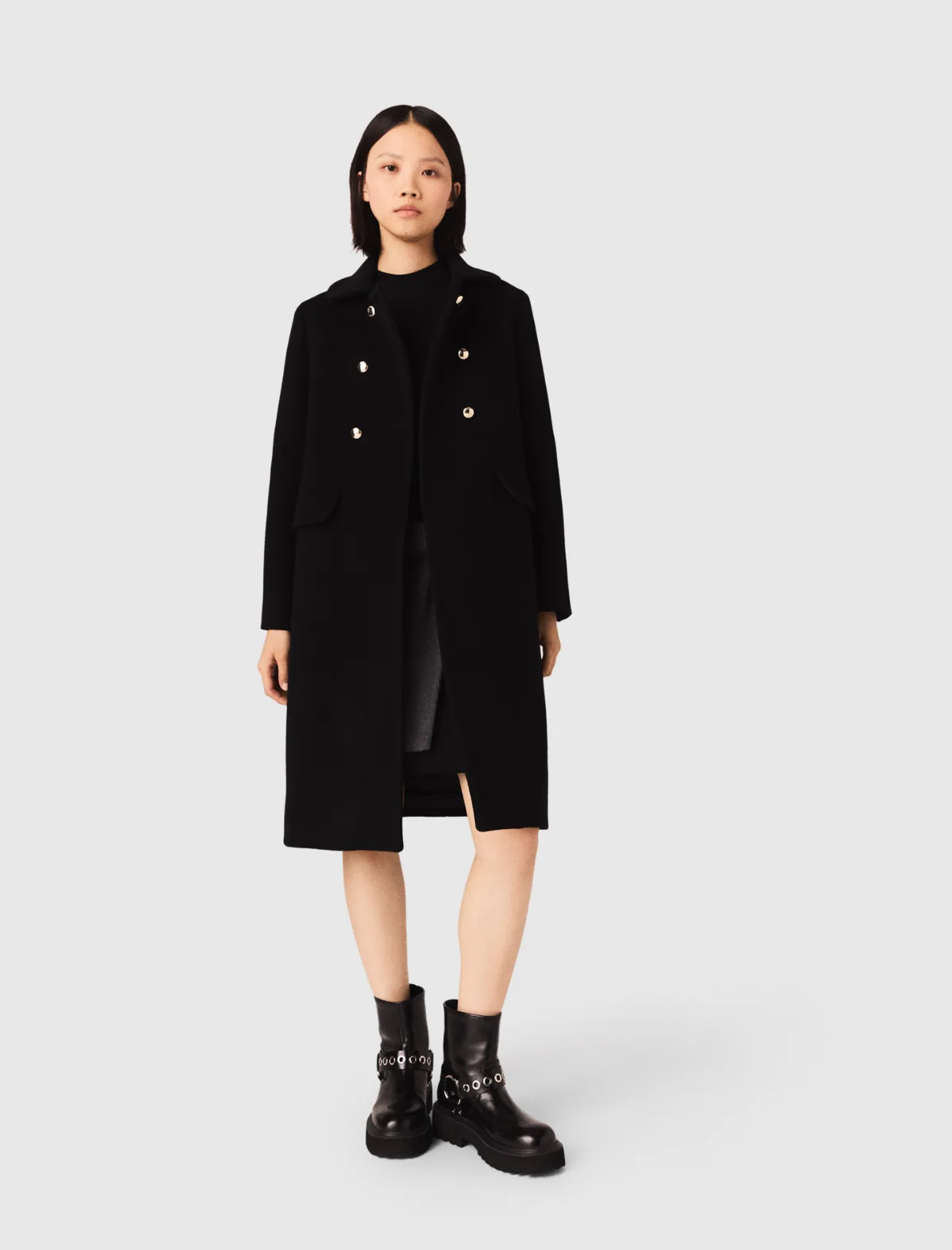 Long Wool Blend Coat by Maje
