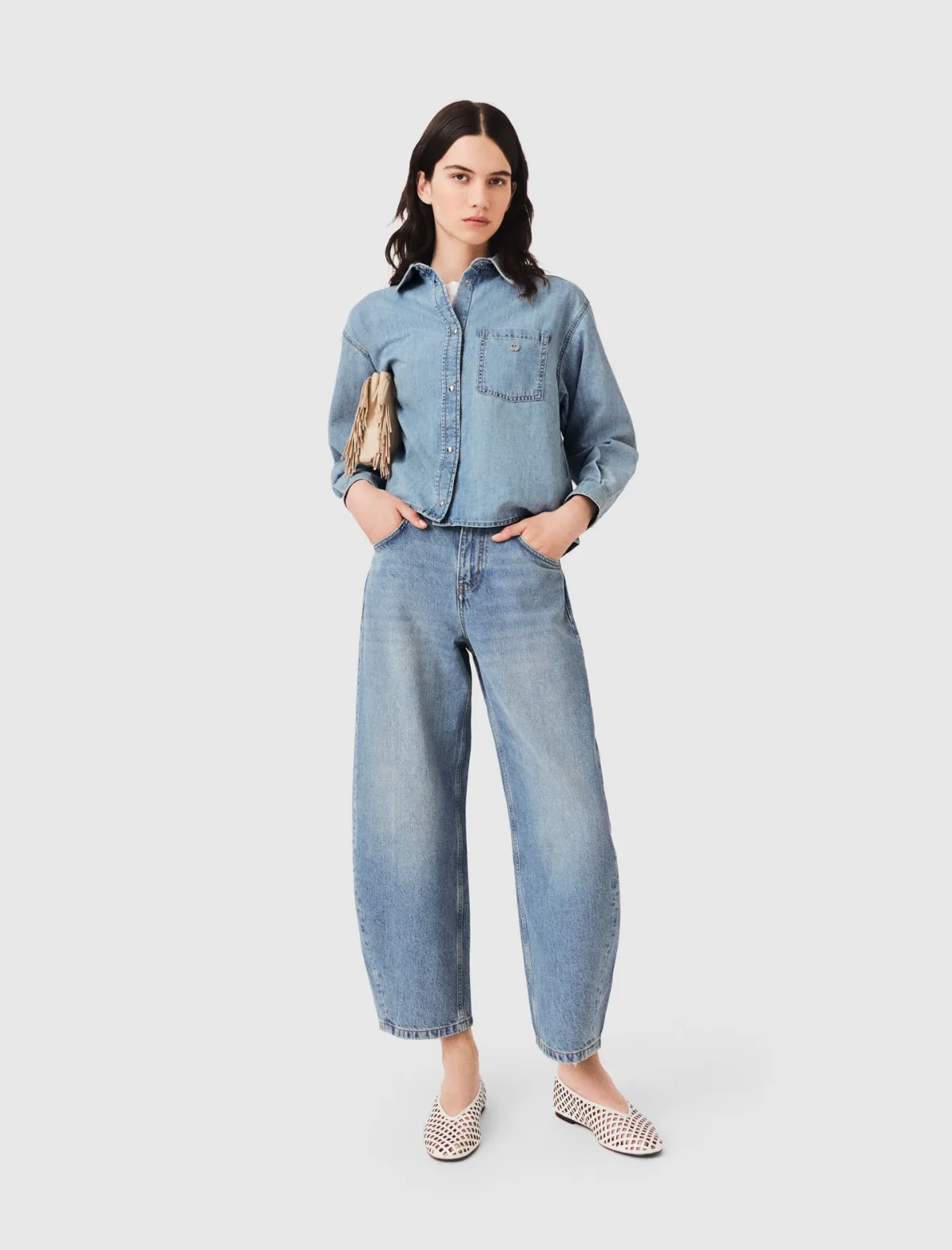 Denim Shirt with Logo by Maje