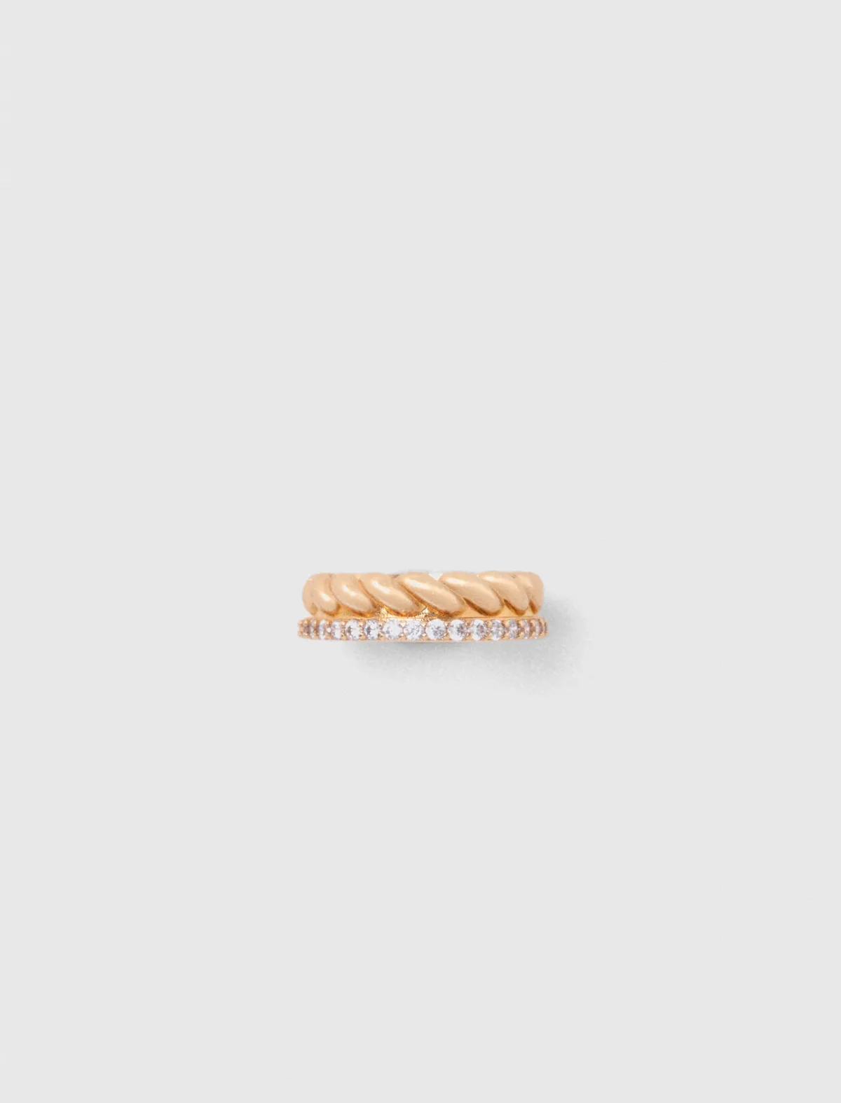 Twisted Gold Rhinestone Ring by Maje