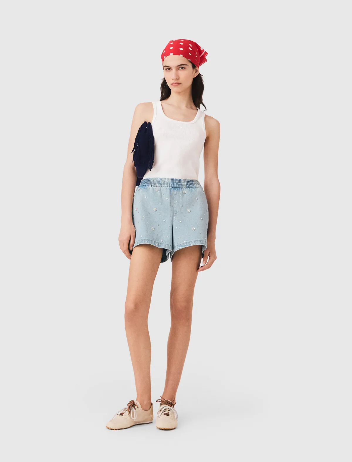 Floral Denim Shorts by Maje