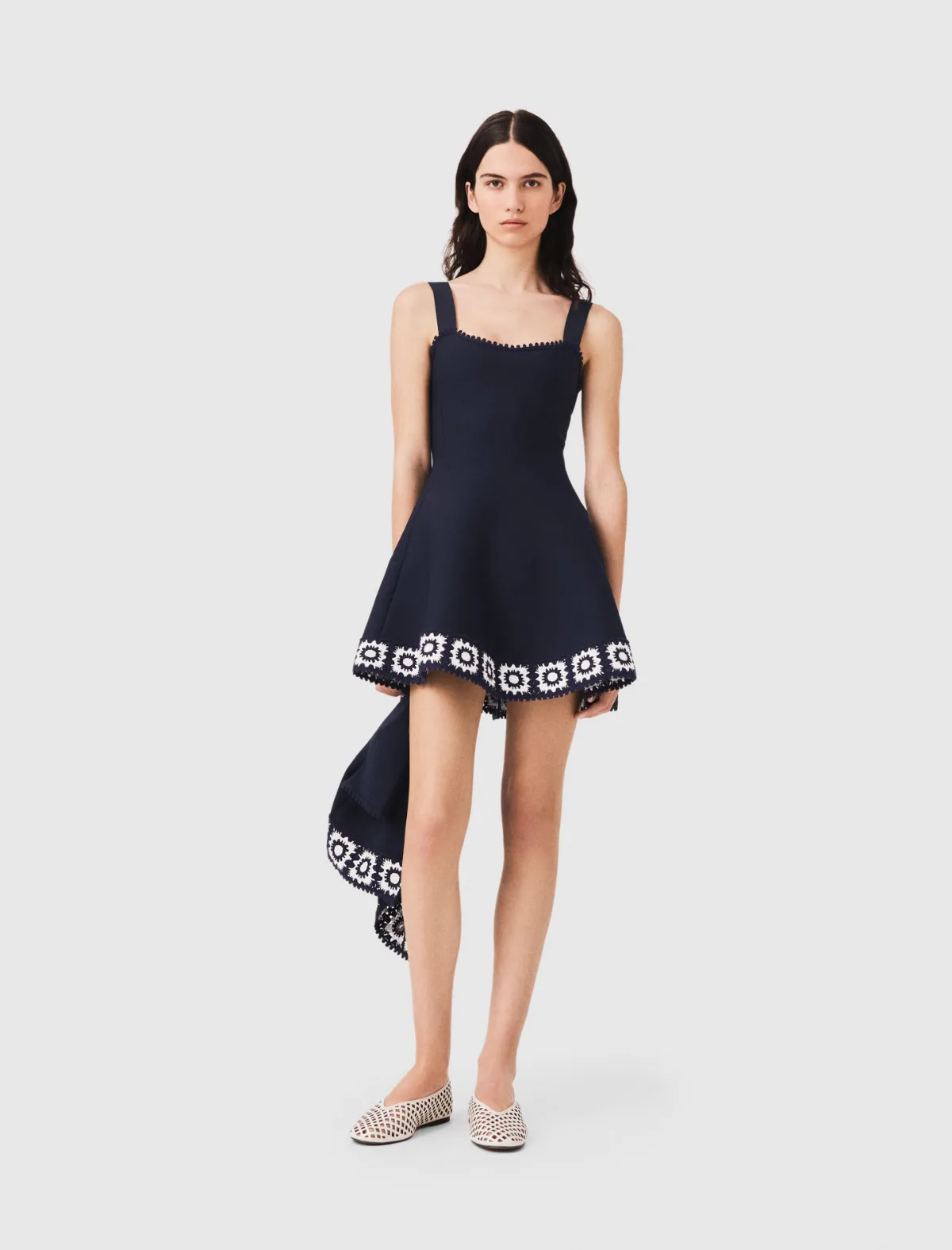 Dress with Crochet Panels by Maje