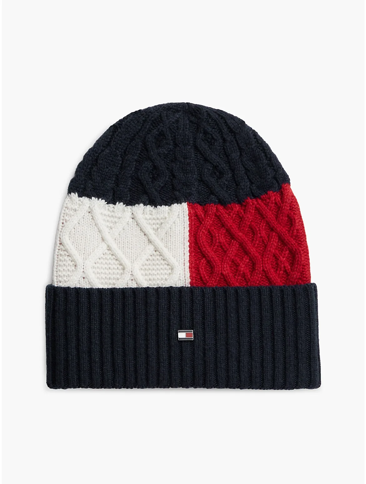 Colorblock Cable Knit Wool-Blend Beanie by Tommy Hilfiger