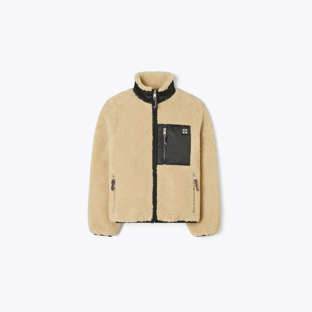 Colorblock Fleece Jacket by Tory Burch