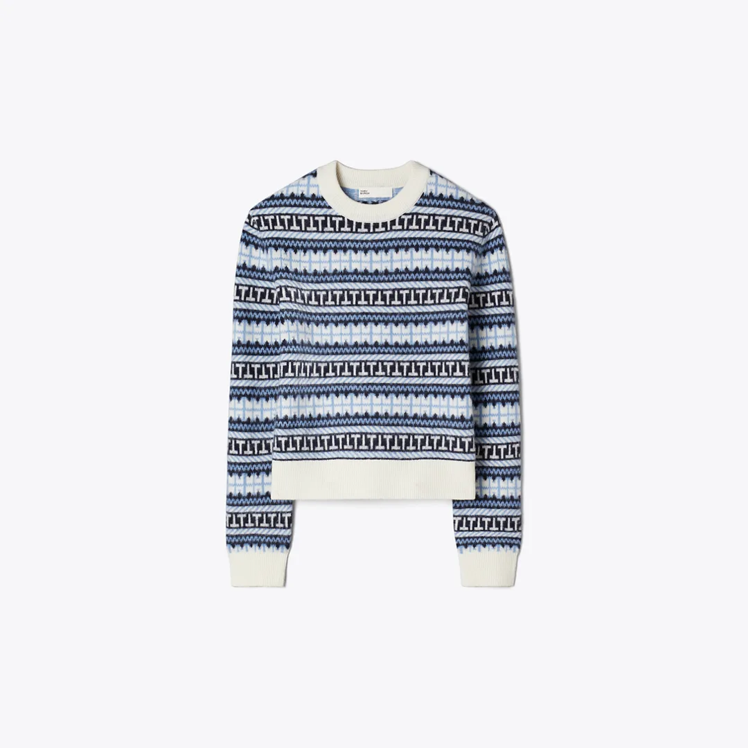Fair Isle Stripe Wool Sweater by Tory Burch