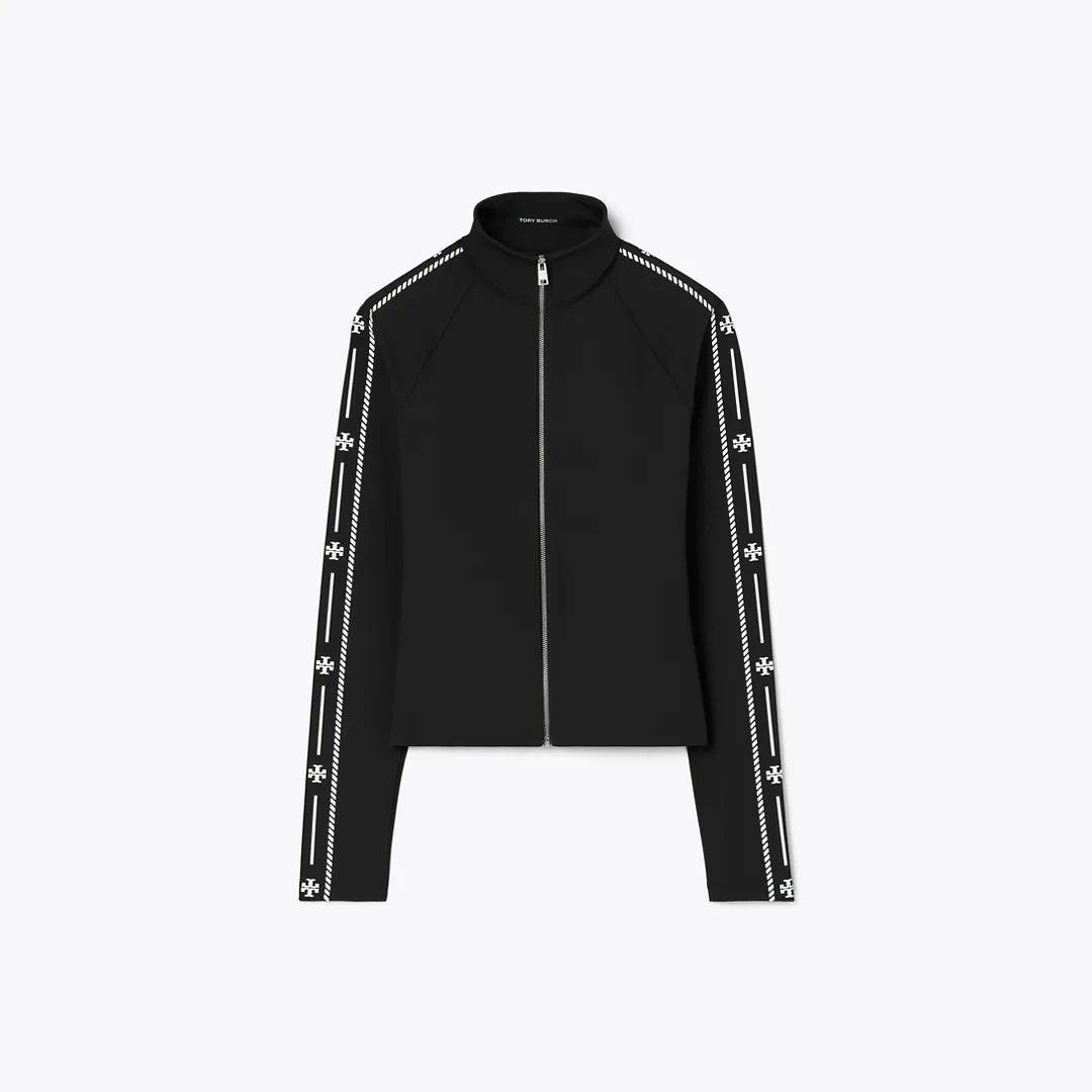 Nylon Logo Trim Zip Top by Tory Burch