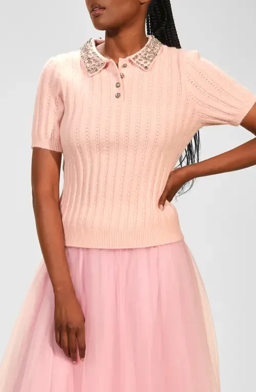 Crystal Accent Polo Sweater by Isaac Mizrahi New York