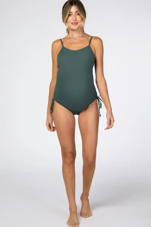 Ribbed Side Tie One-Piece Swimsuit by PinkBlush