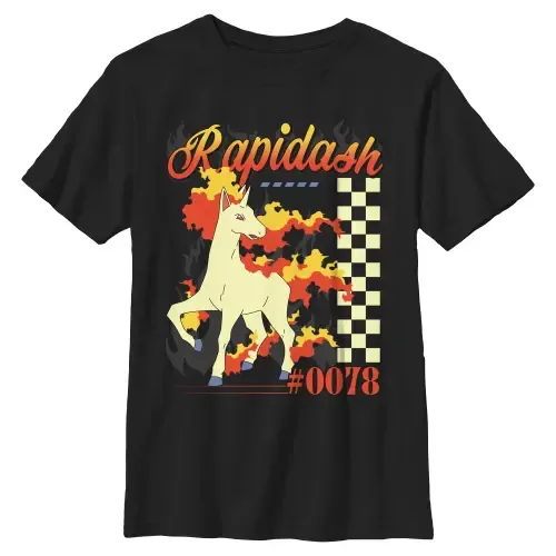 Rapidash 0078 Retro Check Graphic Short Sleeve T-Shirt by POKEMON