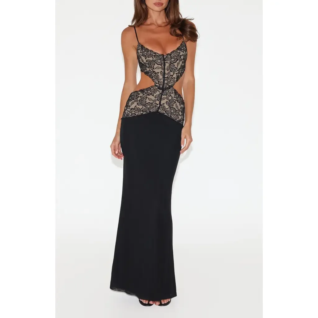 Wisteria Lace Cutout Maxi Dress by Tiger Mist