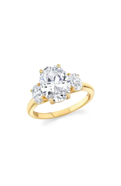 Cubic Zirconia Three-Stone Ring in 18Kt Yellow Gold by Crislu