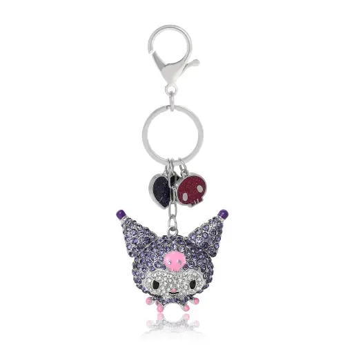 Kuromi Crystal Cluster Pavé Bag Charm Keychain by Hello Kitty