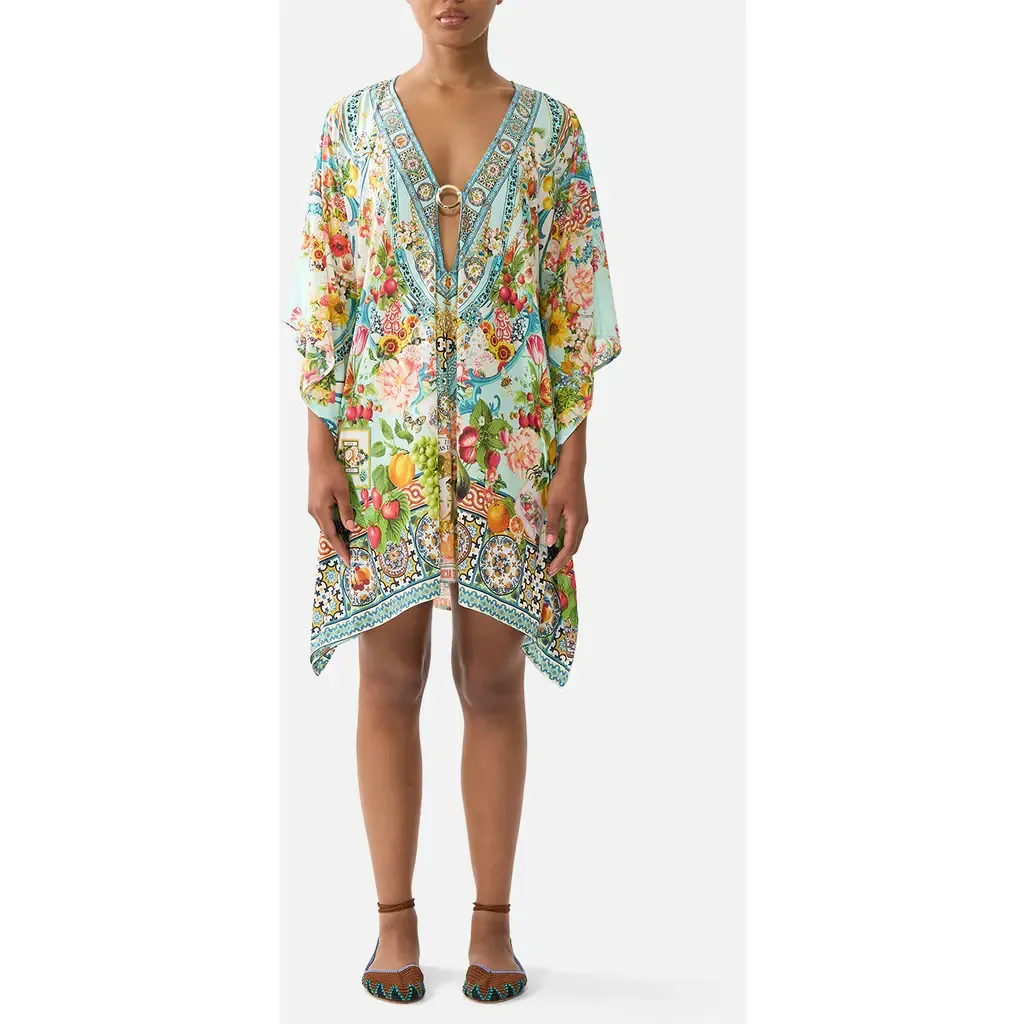 Short V Neck Kaftan W Ring Front Trim by Camilla