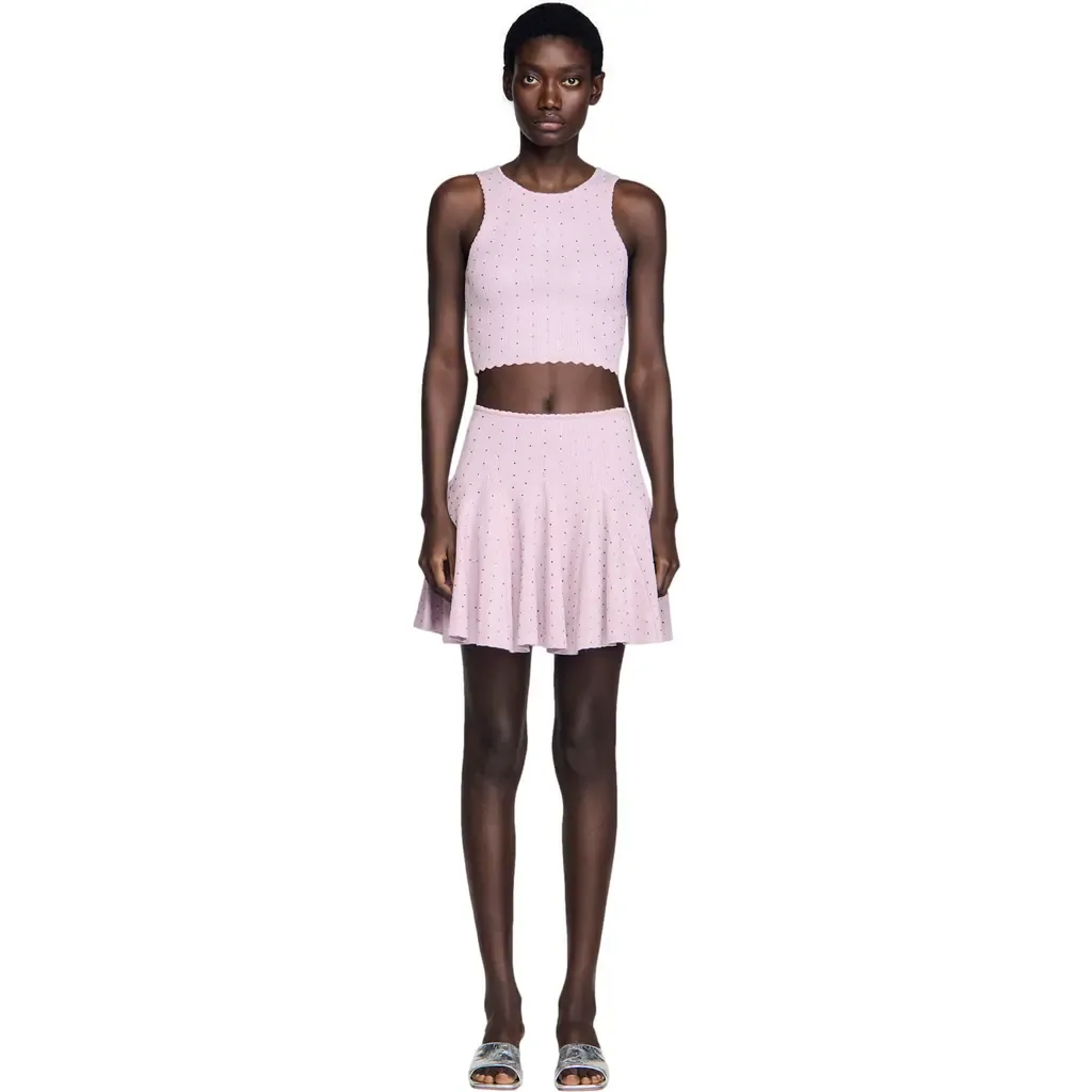 Mini Rhinestone Knit Skirt by SANDRO