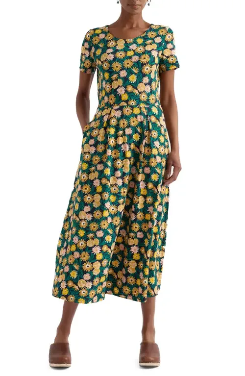 Veronica Floral Stretch Organic Cotton Midi Dress by Seasalt Cornwall