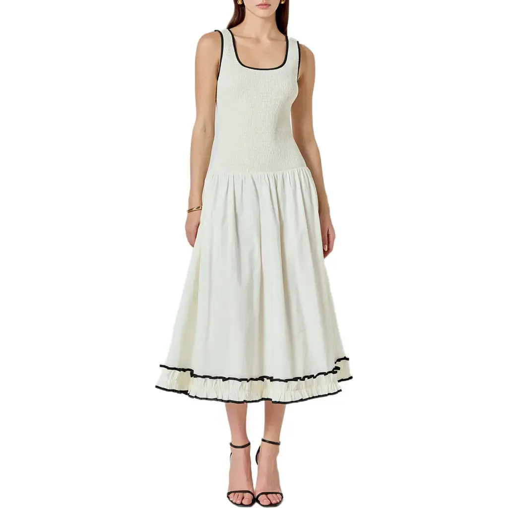 Smocked Drop Waist Midi Dress by Endless Rose