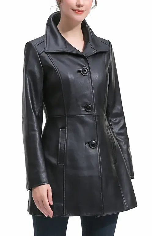 Ava Leather Coat by Kimi & Kai