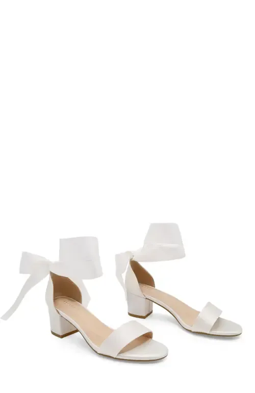 Naomi Satin Block Heel Sandal with Satin Wrapped Tie by Kailee P