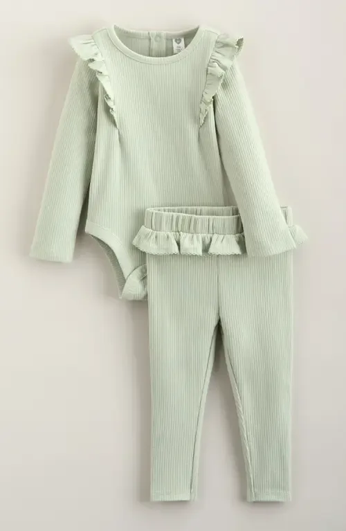 Rib Ruffle Bodysuit & Leggings Set by Nordstrom