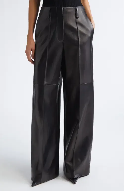 Mercury Wide Leg Leather Trousers by GRACE LING