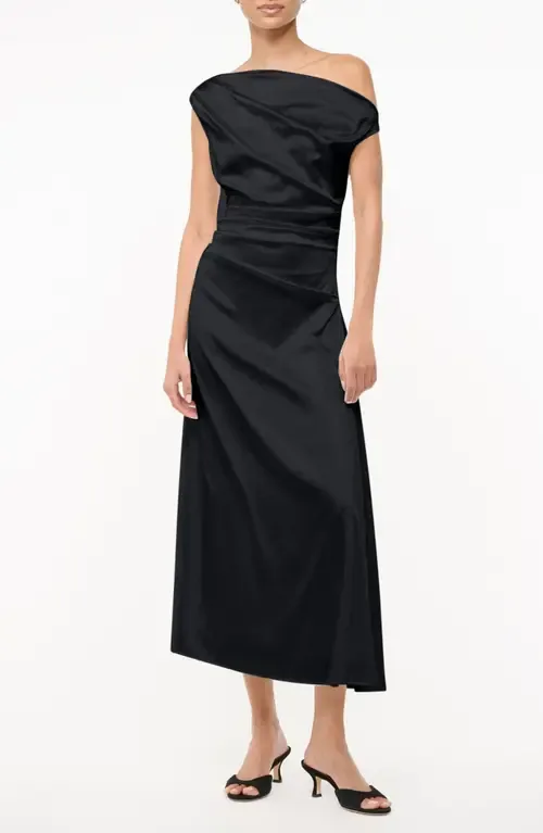 Phare Stretch Silk One-Shoulder Dress by STAUD