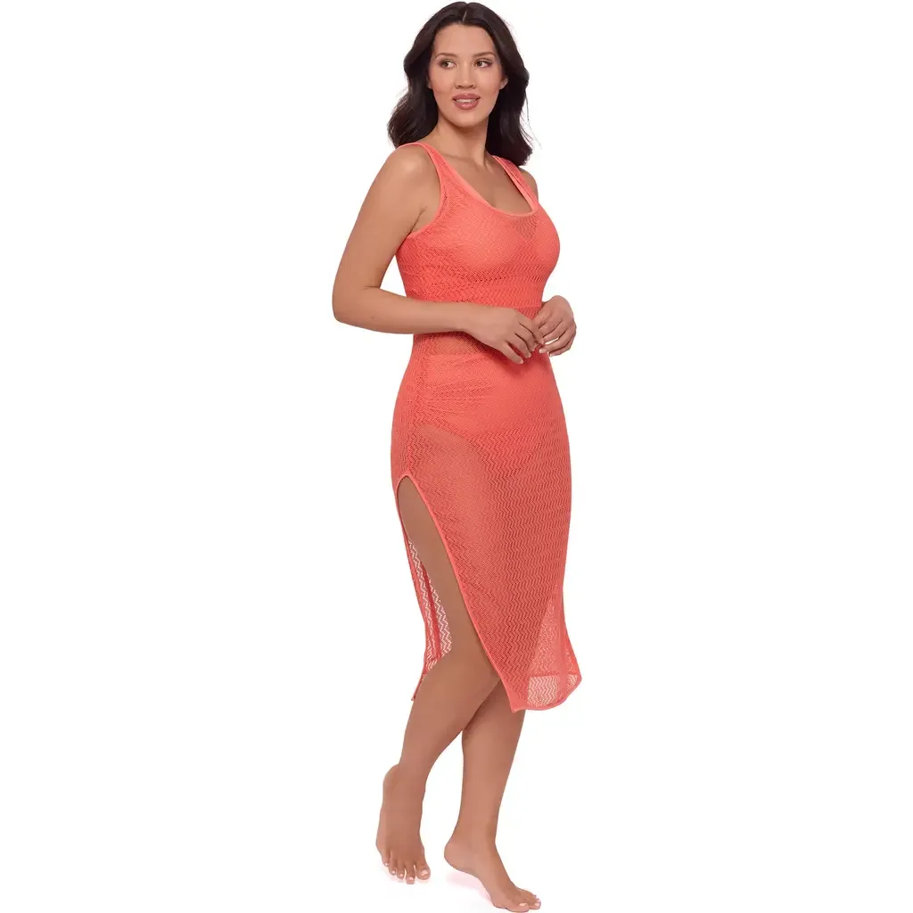 Front Slit Crochet Coverup Dress by S3 Apparel