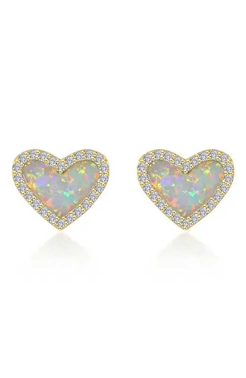 Simulated Opal & Simulated Diamond Heart Stud Earrings by Lafonn
