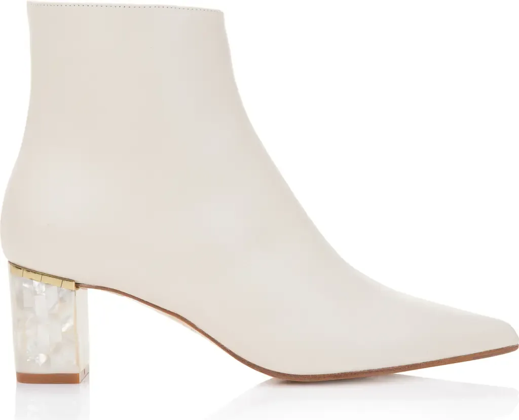June White Pearl Heel Ankle Boots by Freya Rose