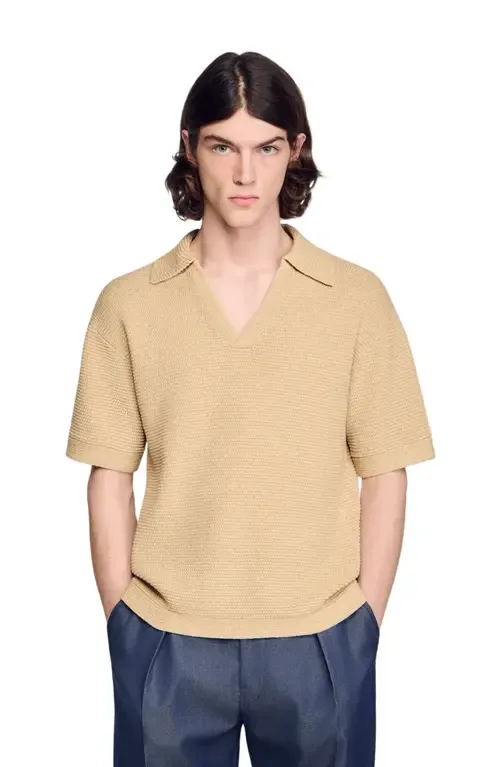 Jute-Effect Polo Shirt by SANDRO