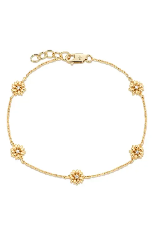 Cubic Zirconia Birthstone Flower Station Bracelet